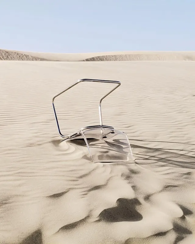 Minimalist Chair in Sand Dunes, minimal, photographic, light