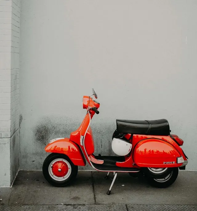 Red Vintage Scooter Mockup, minimal, photographic, high-contrast
