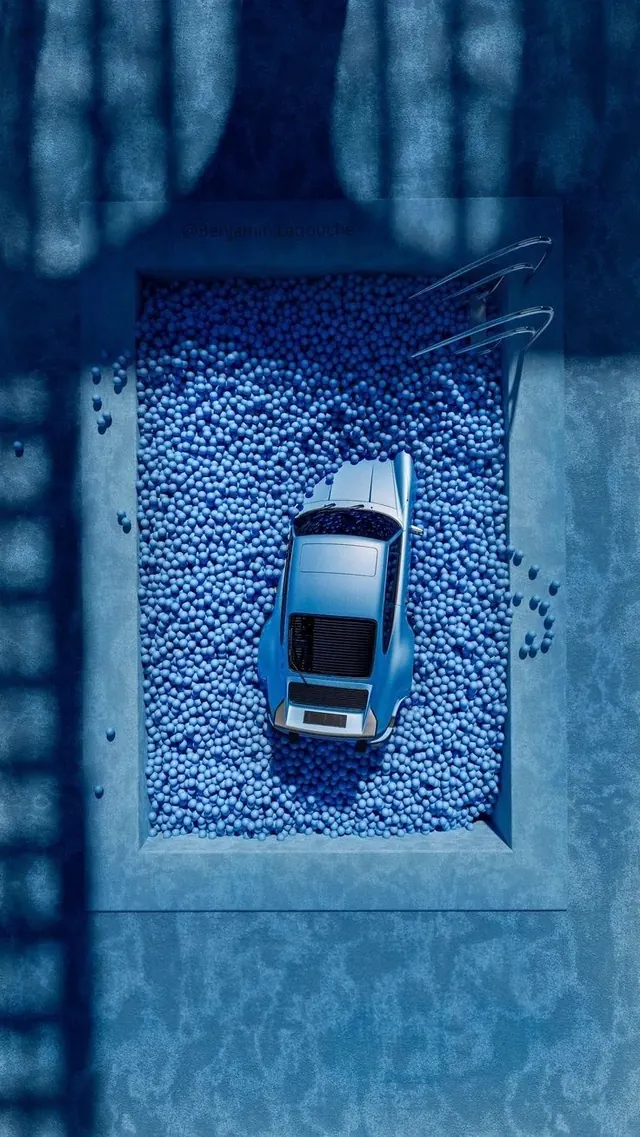 Abstract Blue Car Illustration, minimal, geometric, cool