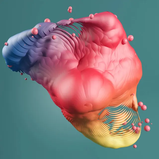 3D Anatomical Heart Render, 3d-render, gradient-heavy, vibrant