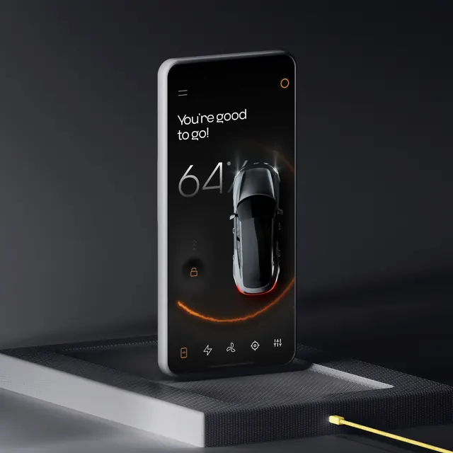 Smartphone UI Mockup, minimal, dark-mode, dark