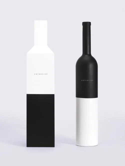 Minimalist Wine Bottle Packaging Design, minimal, swiss, high-contrast