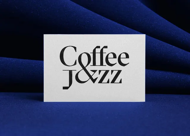 Coffee Jazz Wordmark Mockup, minimal, boxed, dark