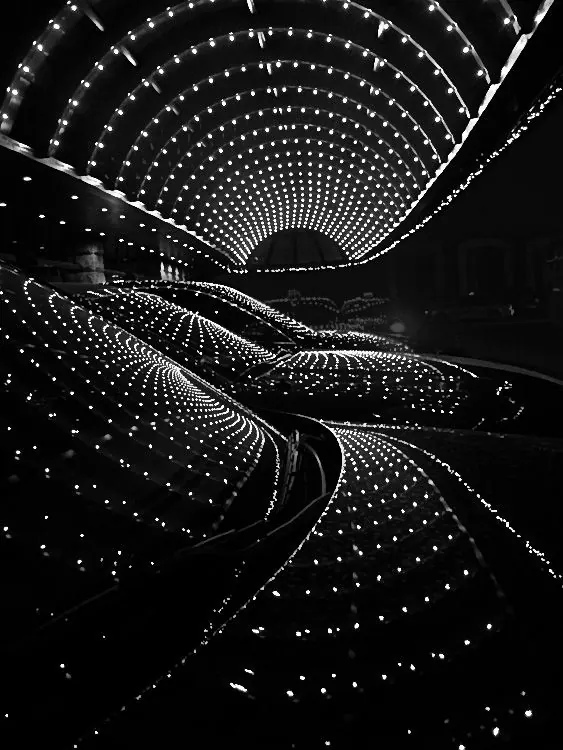 Abstract Light Tunnel, minimal, dark-mode, dark