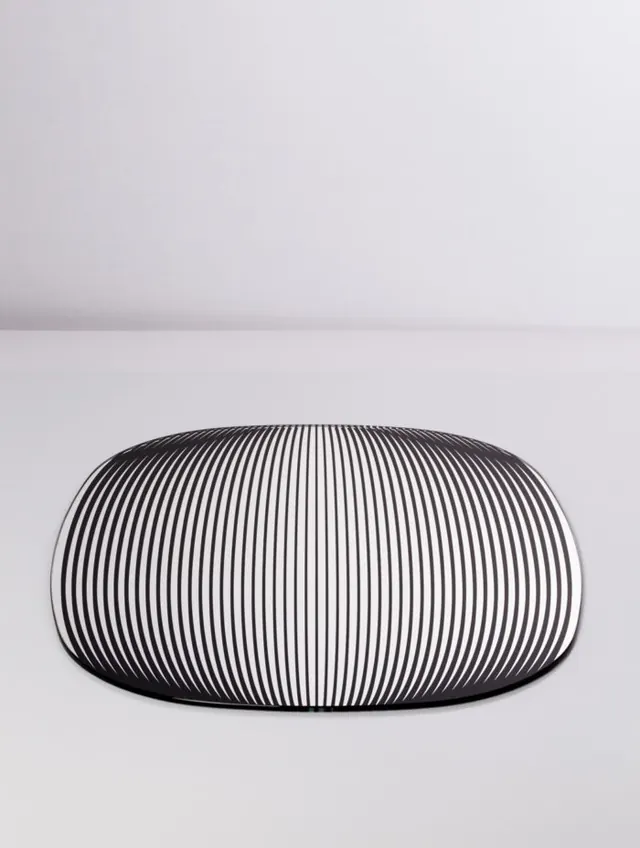Striped Oval 3D Render, minimal, geometric, monochrome