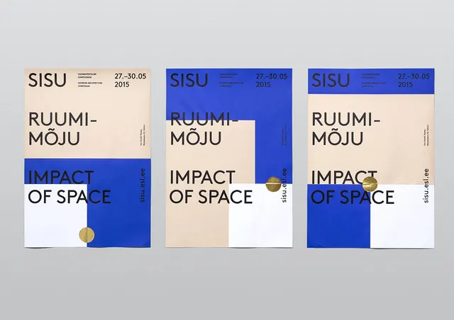 Ruumi-Mõju: Impact of Space exhibition identity, geometric, swiss, dark