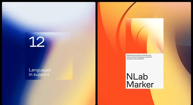 Split-screen gradient abstract: blue and orange, gradient-heavy, abstract, warm