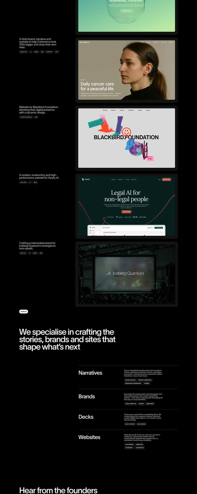 DreamLab dark minimal agency homepage, minimal, corporate-clean, dark