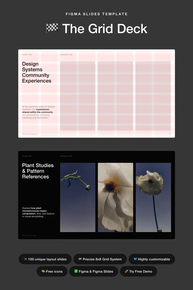 The Grid Deck: Figma presentation template, minimal, swiss, light