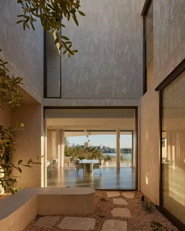 Modernist Architecture with Indoor-Outdoor Integration, minimal, photographic, muted