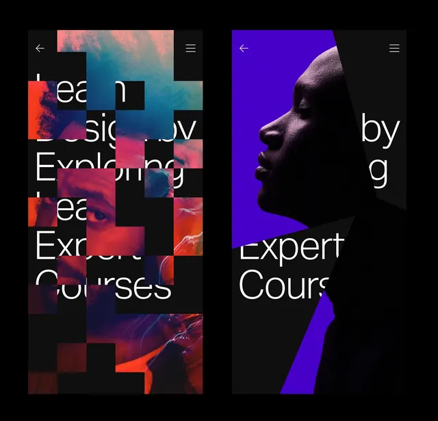 Evolving Expert Courses Design Reference, maximalist, dark-mode, dark