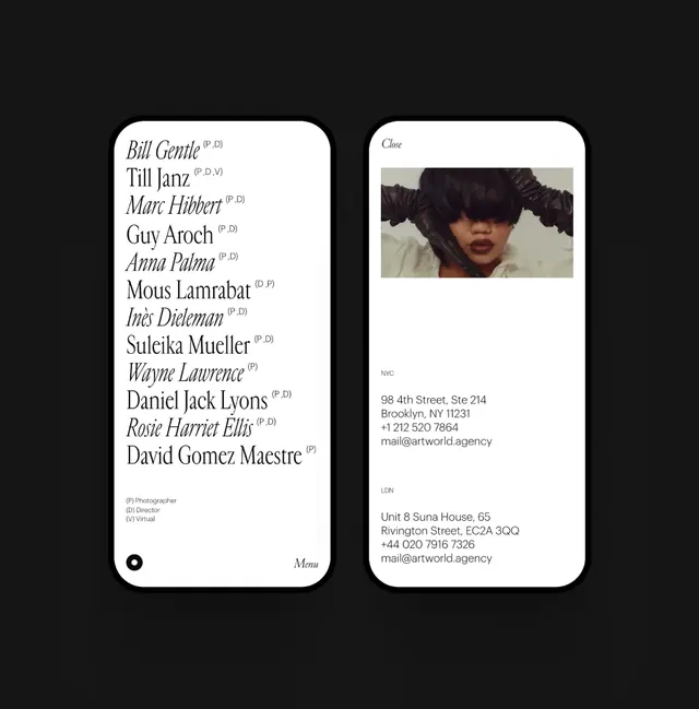 Monochrome contact card directory, minimal, monochrome, dark
