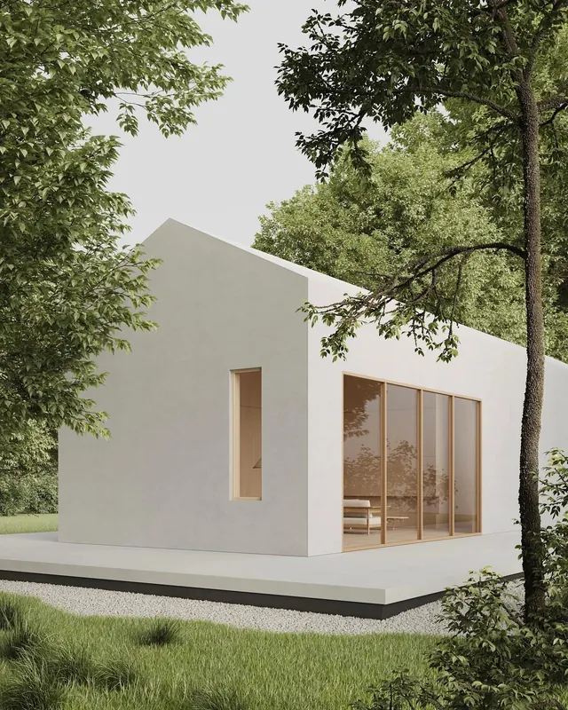 Minimalist Modern Architecture Render, minimal, geometric, light