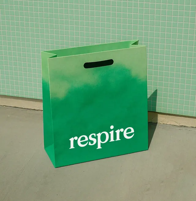 Gradient paper bag with matte finish and hand-carry die-cut, minimal, organic, cool