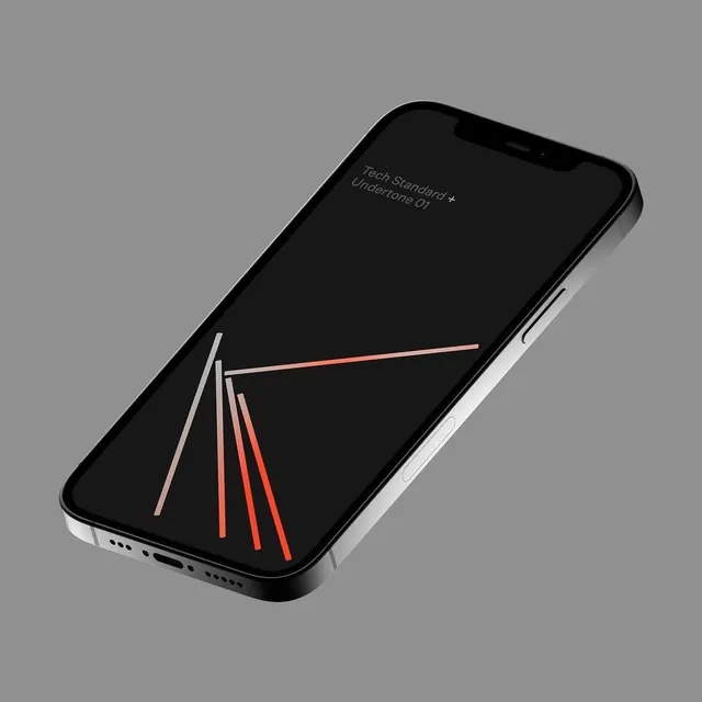 Smartphone Mockup with Abstract Line Art, minimal, dark-mode, dark