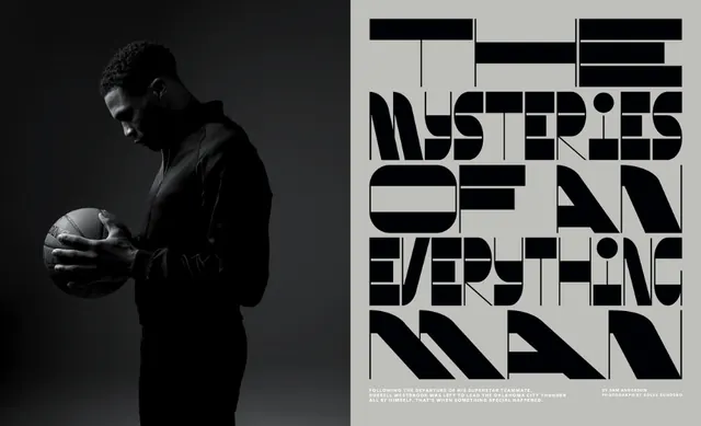 Split monochrome with bold geometric type, minimal, geometric, dark