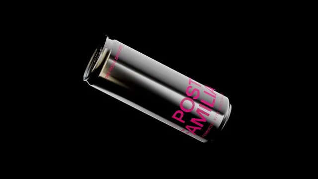 Post Familiar Dry Rosé Spritzer can render, minimal, dark-mode, dark