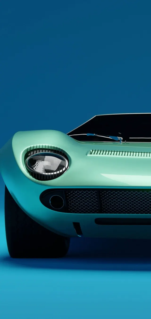 Close-up of a Mint Green Car Headlight, minimal, photographic, vibrant