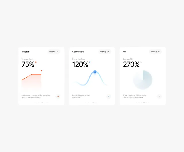 Minimal KPI metrics dashboard, minimal, corporate-clean, light