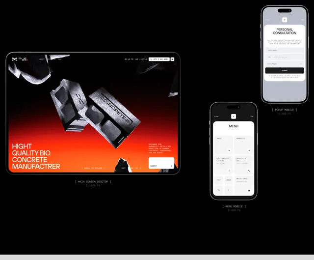 Angular 3D product photography with bold typographic callout, dark-mode, technical, dark