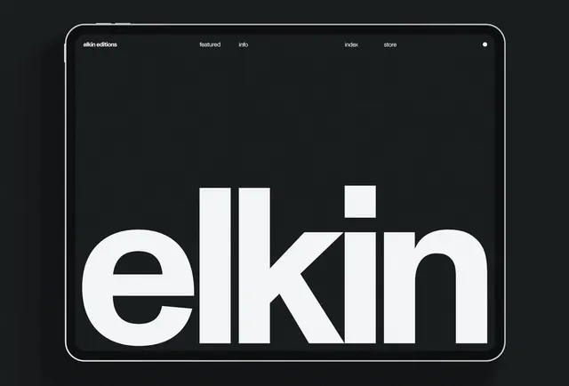 elkin Wordmark Design, minimal, swiss, dark