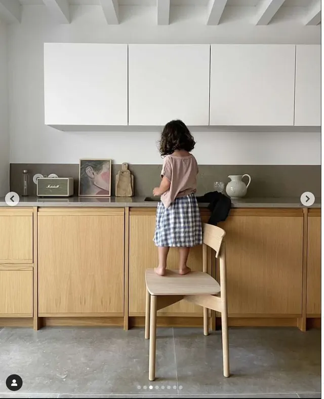 Scandinavian kitchen interior with neutral tones, minimal, organic, light