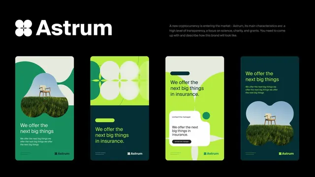 Astrum crypto-insurance brand system, minimal, corporate-clean, light