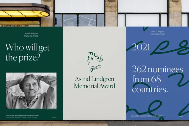 Astrid Lindgren Memorial Award three-panel split layout, minimal, corporate-clean, light