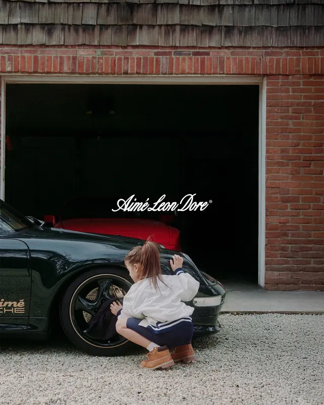 Aimé Leon Dore Porsche garage campaign photo, photographic, editorial, dark