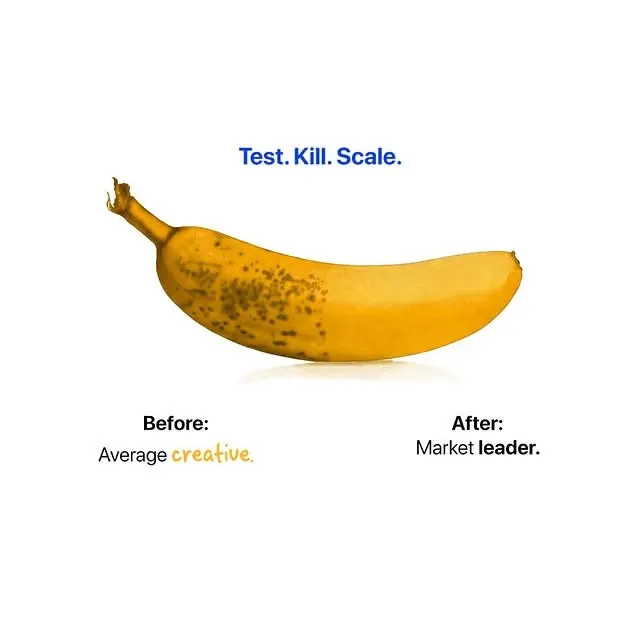 Before-and-after banana metaphor, minimal, playful, light