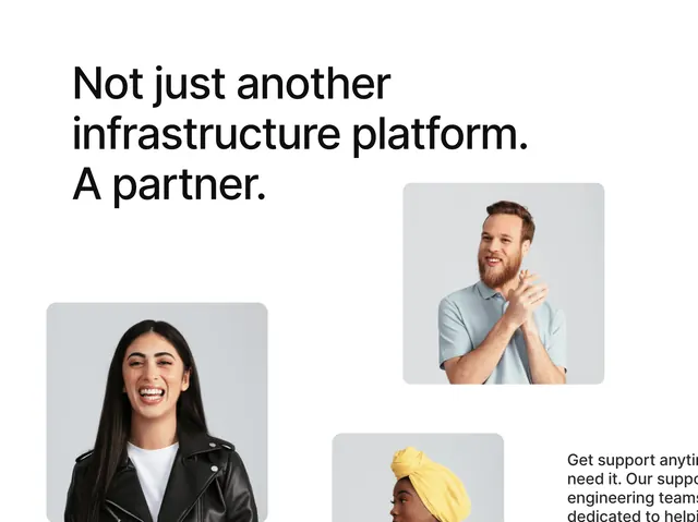 Infrastructure platform B2B campaign with diverse team portraits, corporate-clean, minimal, light