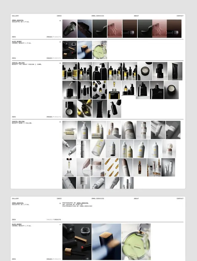 Multi-category product photography mood board, minimal, corporate-clean, monochrome