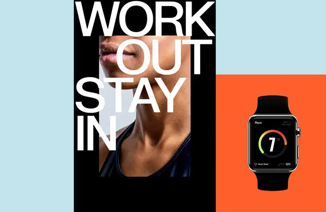 Fitness App Promotional Graphic, minimal, brutalist, high-contrast