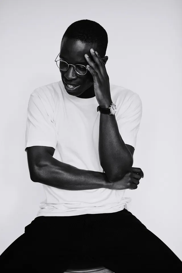 Black and White Portrait of a Man, monochrome, photographic, monochrome