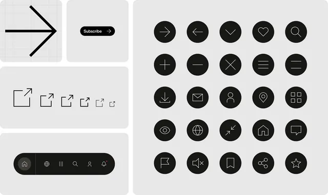 Minimalist Iconography and UI Elements, minimal, geometric, monochrome