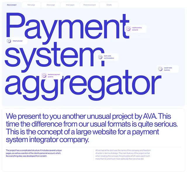 Payment system aggregator hero, minimal, corporate-clean, light