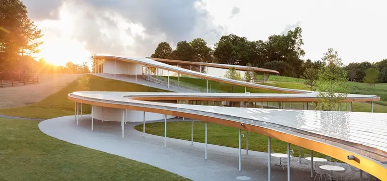 Modern Tiered Architectural Structure, minimal, geometric, warm