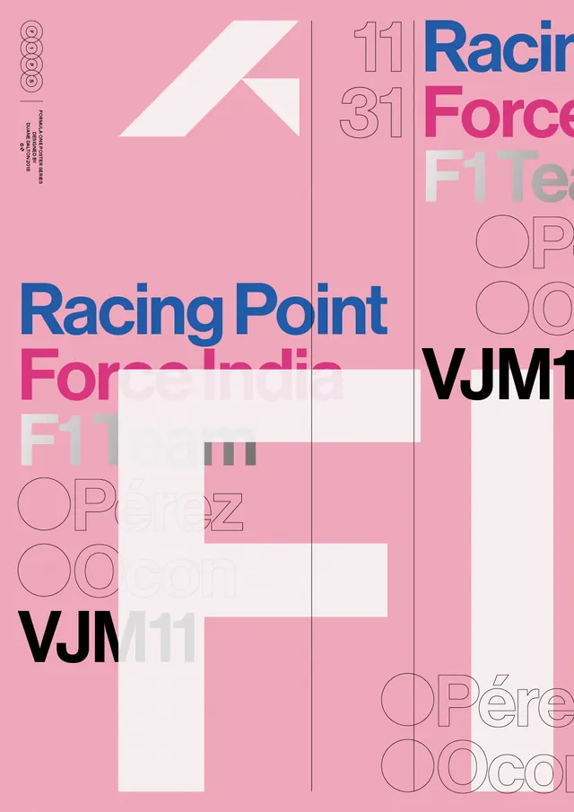 Racing Point Force Identity Spread, swiss, maximalist, vibrant