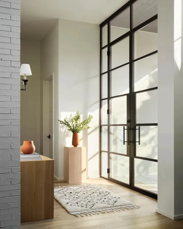 Minimalist Interior with Glass Partition, minimal, light-mode, light