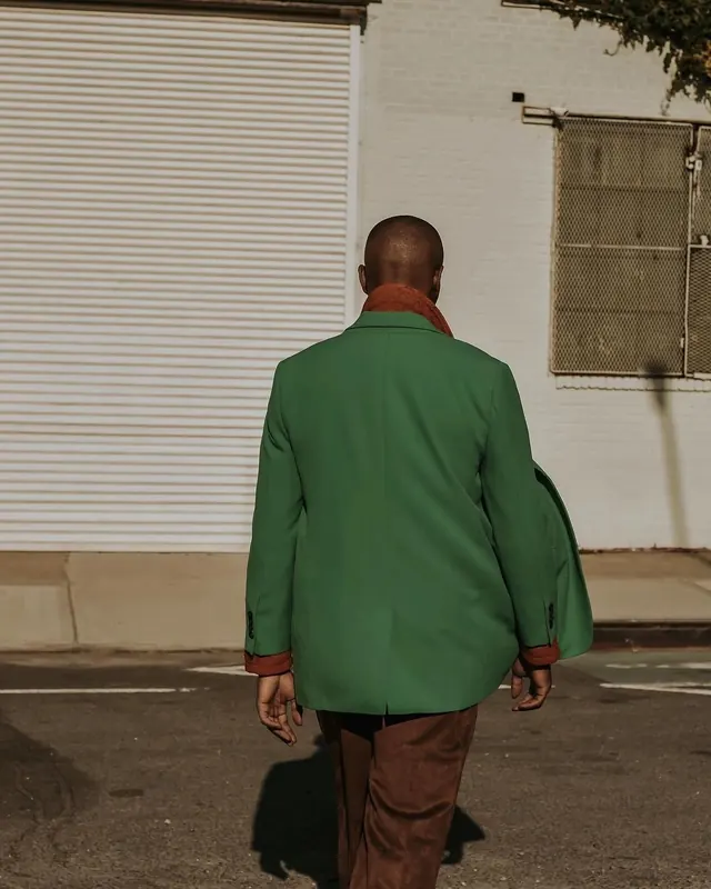 Man in Green Jacket, photographic, vibrant