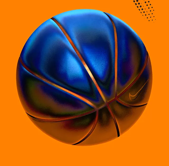 3D Gradient Basketball Graphic, gradient-heavy, 3d-render, vibrant