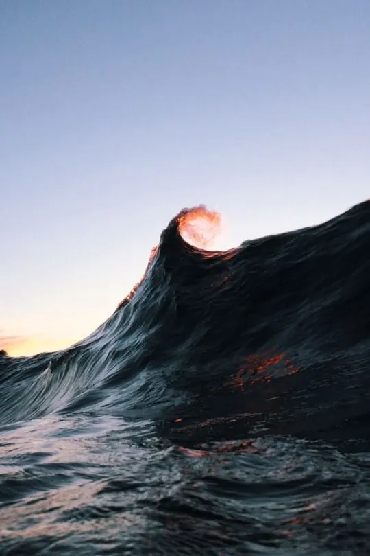 Ocean Wave Sunset, photographic, organic, dark