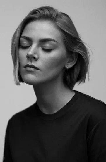 Portrait of a Woman with Eyes Closed, minimal, monochrome, monochrome