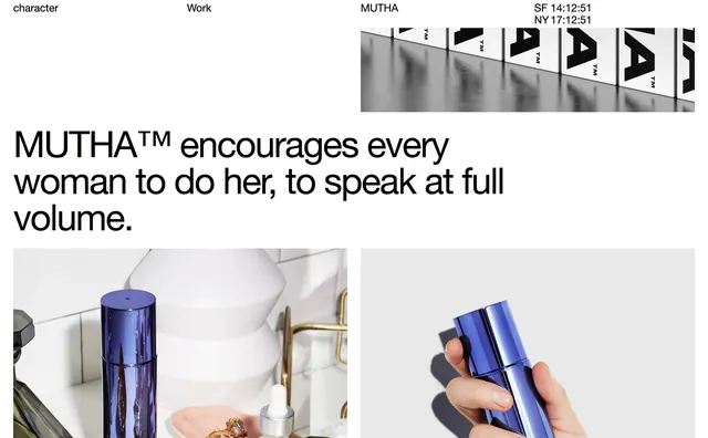 MUTHA Brand Identity and Product Mockup, minimal, corporate-clean, high-contrast