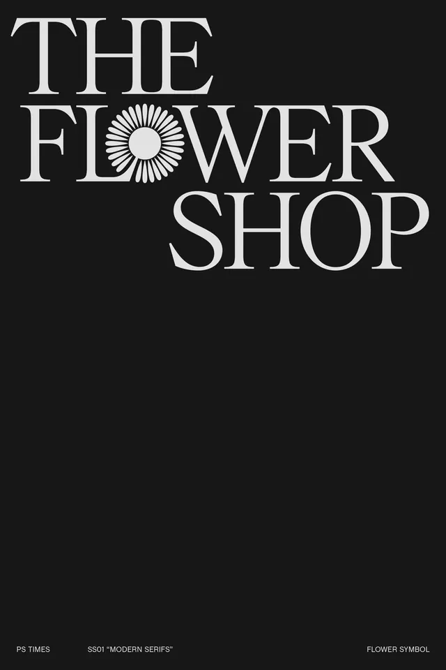 The Flower Shop Wordmark, minimal, monochrome, dark