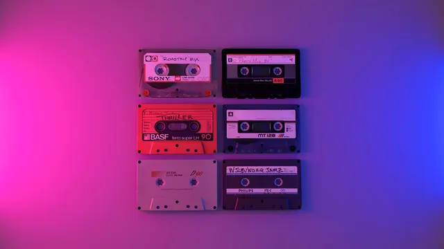 Cassette Tape Mockup with Neon Gradient, retro, y2k, neon