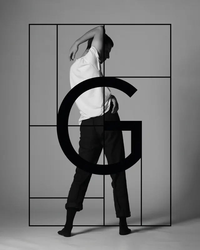 Monochrome Figure with Circular Graphic, minimal, monochrome, monochrome