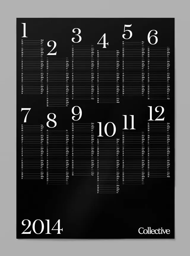 2014 Collective Typography Poster, minimal, swiss, dark