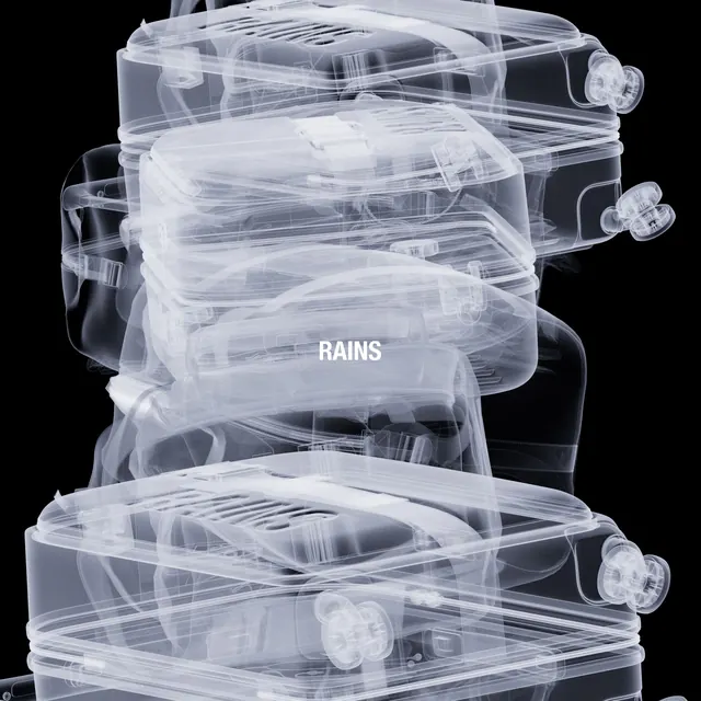 RAINS Transparent Packaging Mockup, minimal, glassmorphism, monochrome
