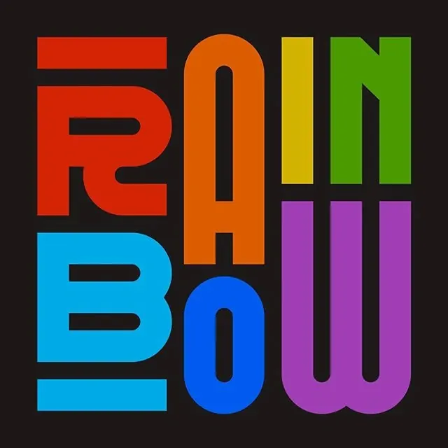 Rainbow Wordmark Design, brutalist, neo-brutalist, vibrant